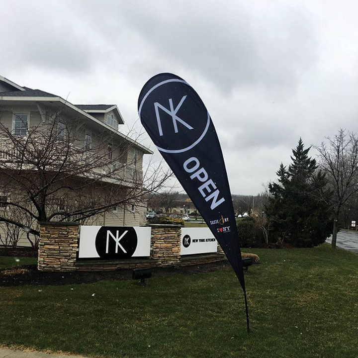 Flying teardrop banners boosting visibility in all weather.