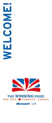 Retractable banner stand with a spring mechanism that rolls the banner into the base and a support rod that holds it upright for easy setup and transport.