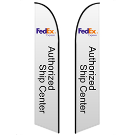 Tall feather banner used for marketing in high-traffic areas