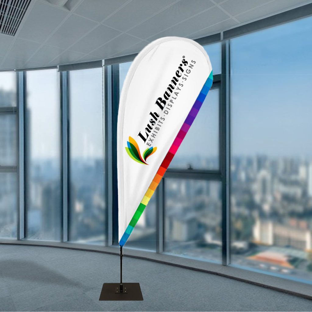 Teardrop flags are usually printed in full color with beautiful graphics!