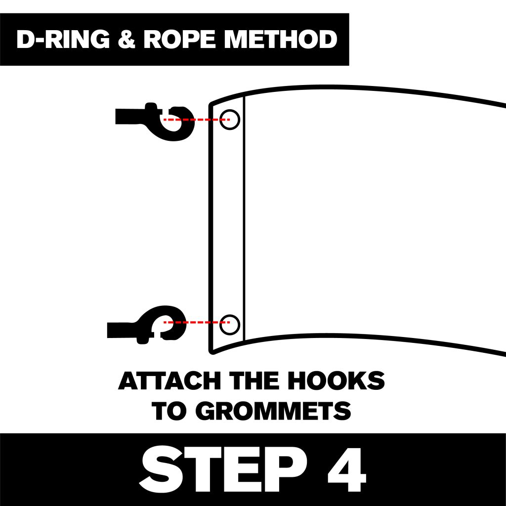 Step 4: Attach the hooks to the grommets on the flag.