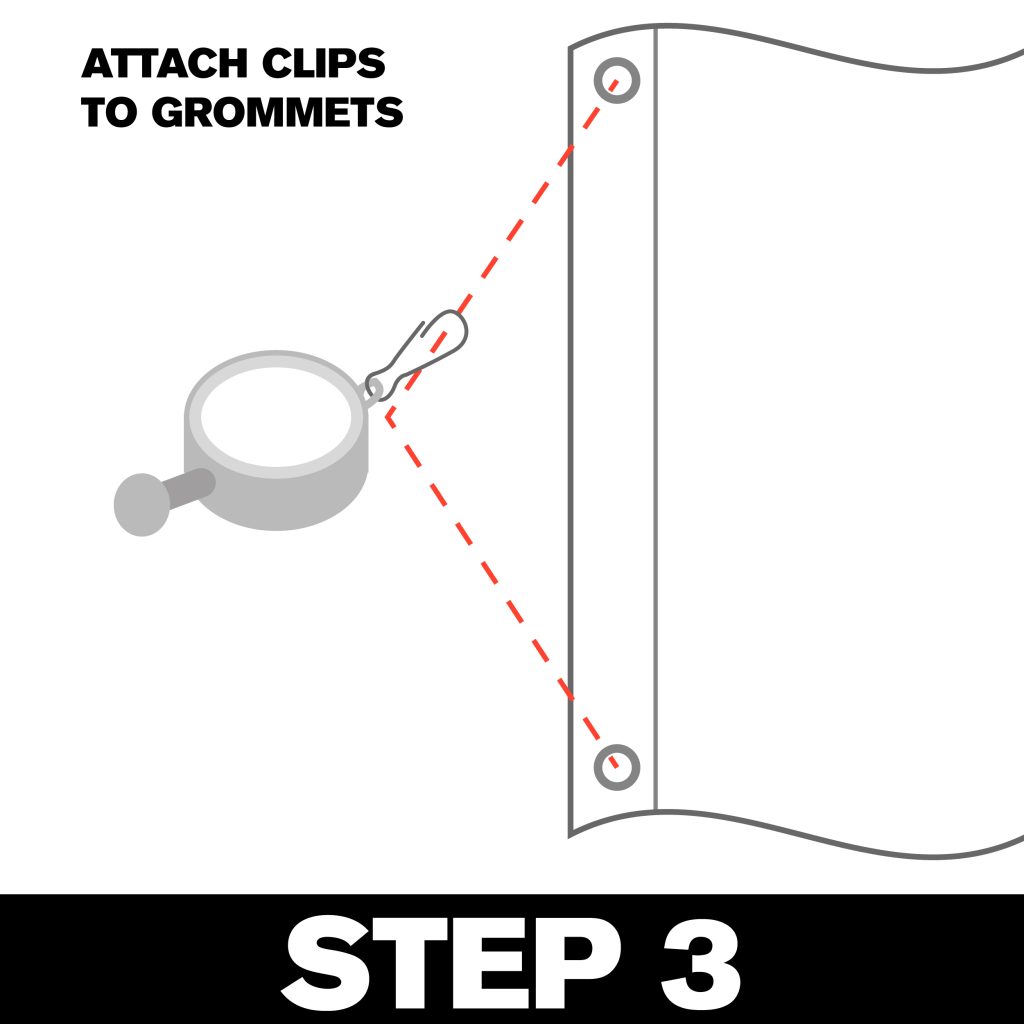 Step 3: Attach clips to grommets