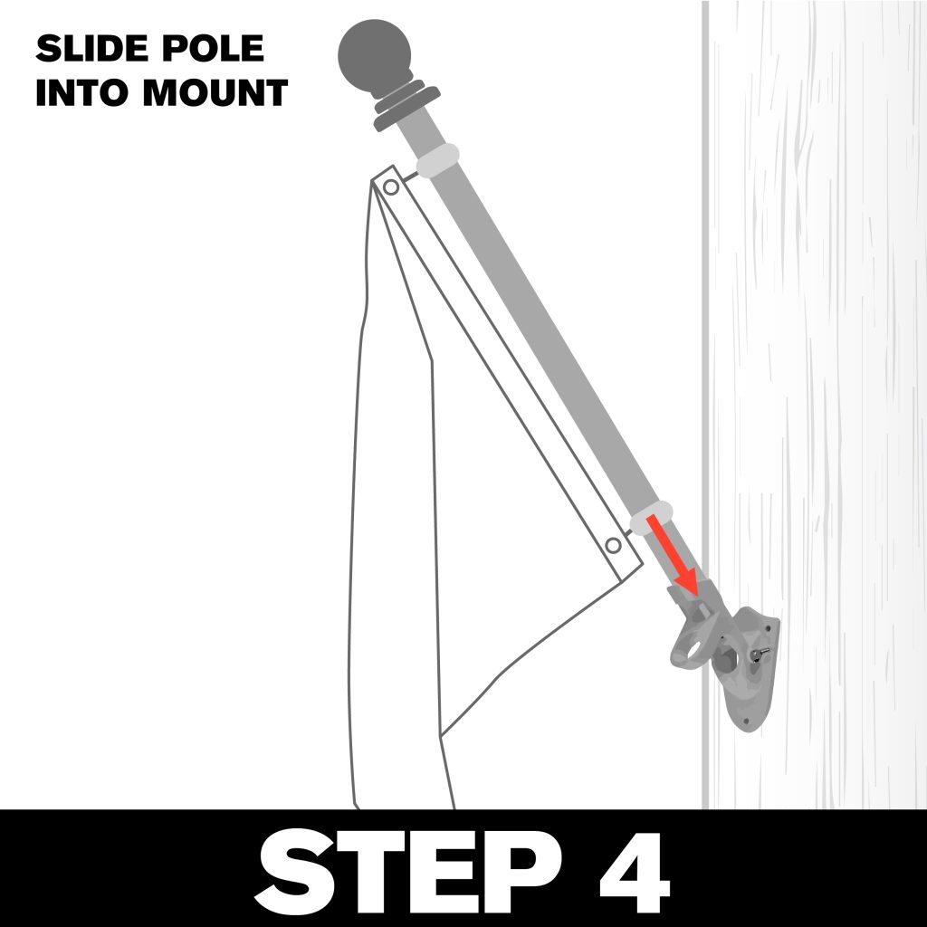 Step 4: Slide pole into the 45 degree mounting slot