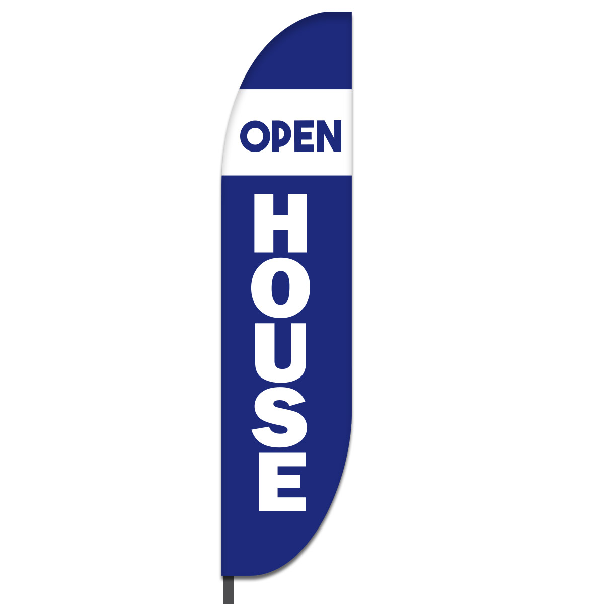 ‘Open’ in blue horizontal, ‘House’ in white vertical, alternating blue and white background.