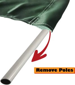 Step 1: Detach any poles from the fabric banner or backdrop to prepare it for wrinkle removal.