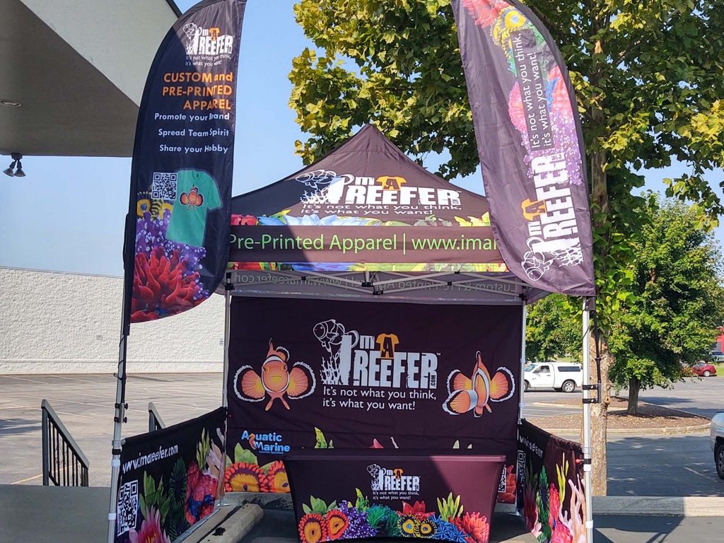 Custom business canopy tent with logo for outdoor events.