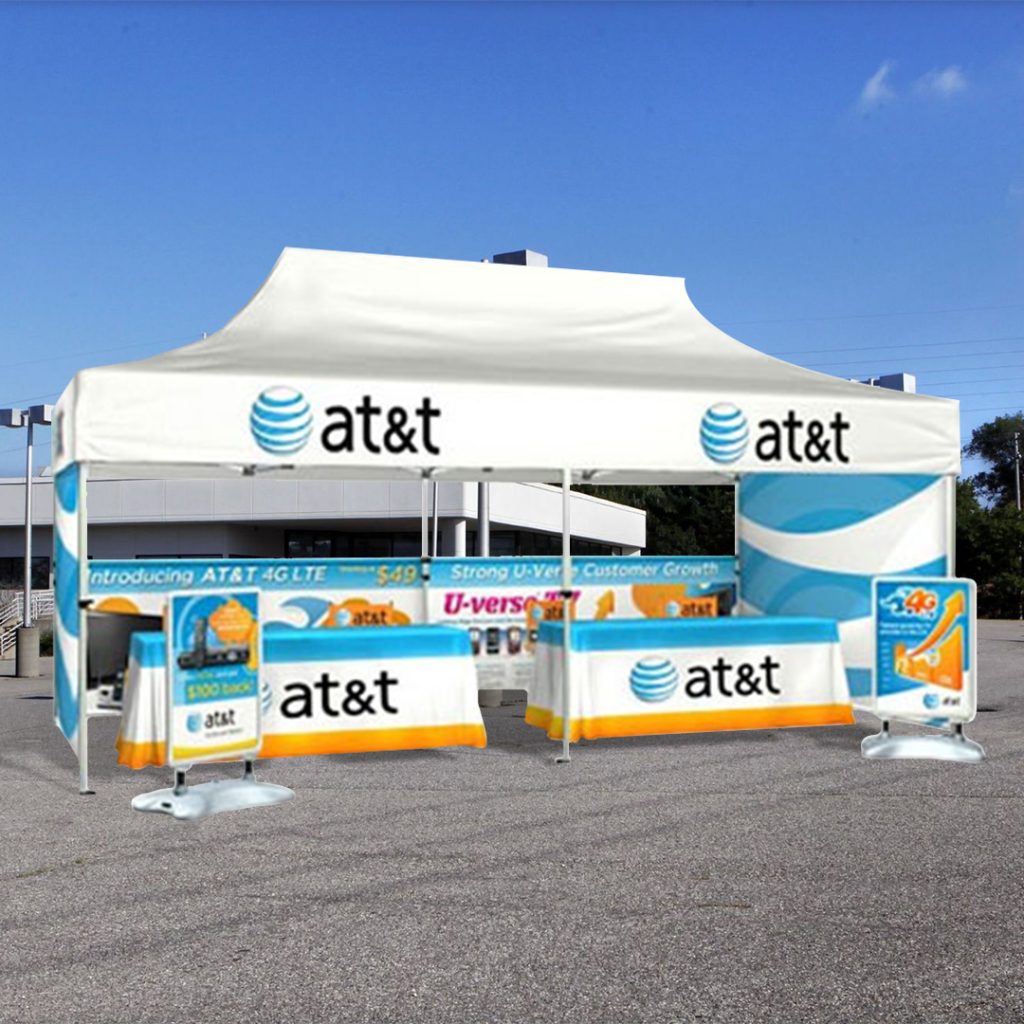 Portable canopy tent used by businesses for outdoor activities.