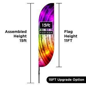Size chart showing specifications and dimensions for 15ft predesigned display.