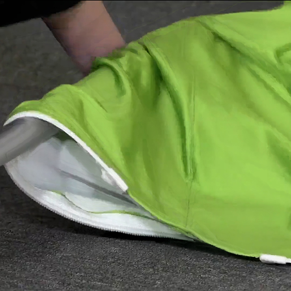 Using the numbered poles, snap them together by pressing the snap buttons. Ensure a firm connection to avoid instability.