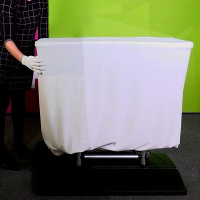 Dock the bottom of the case onto the top ends of the vertical poles.