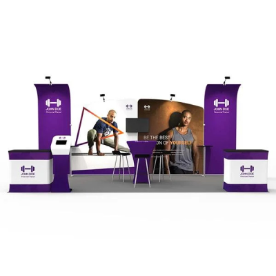 Formulate fabric trade show booth with portable aluminum frame